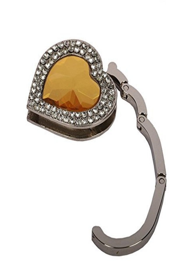 Premsons® Foldable Purse Holder Hook - Handbag Hanger for Table Desk - Bling Rhinestone Bag Holder for Women - Heart Shape - Yellow (Heart Shaped (Yellow) - Image 2